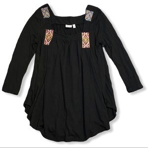 Flowy Black Mudd Tunic Top